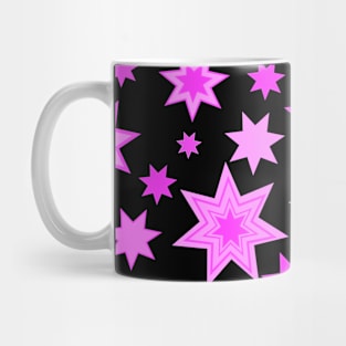 Hot Pink Stars on Black Mug